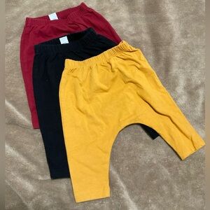 Old Navy Baby Pants Trio in Burgundy, Black, and Mustard